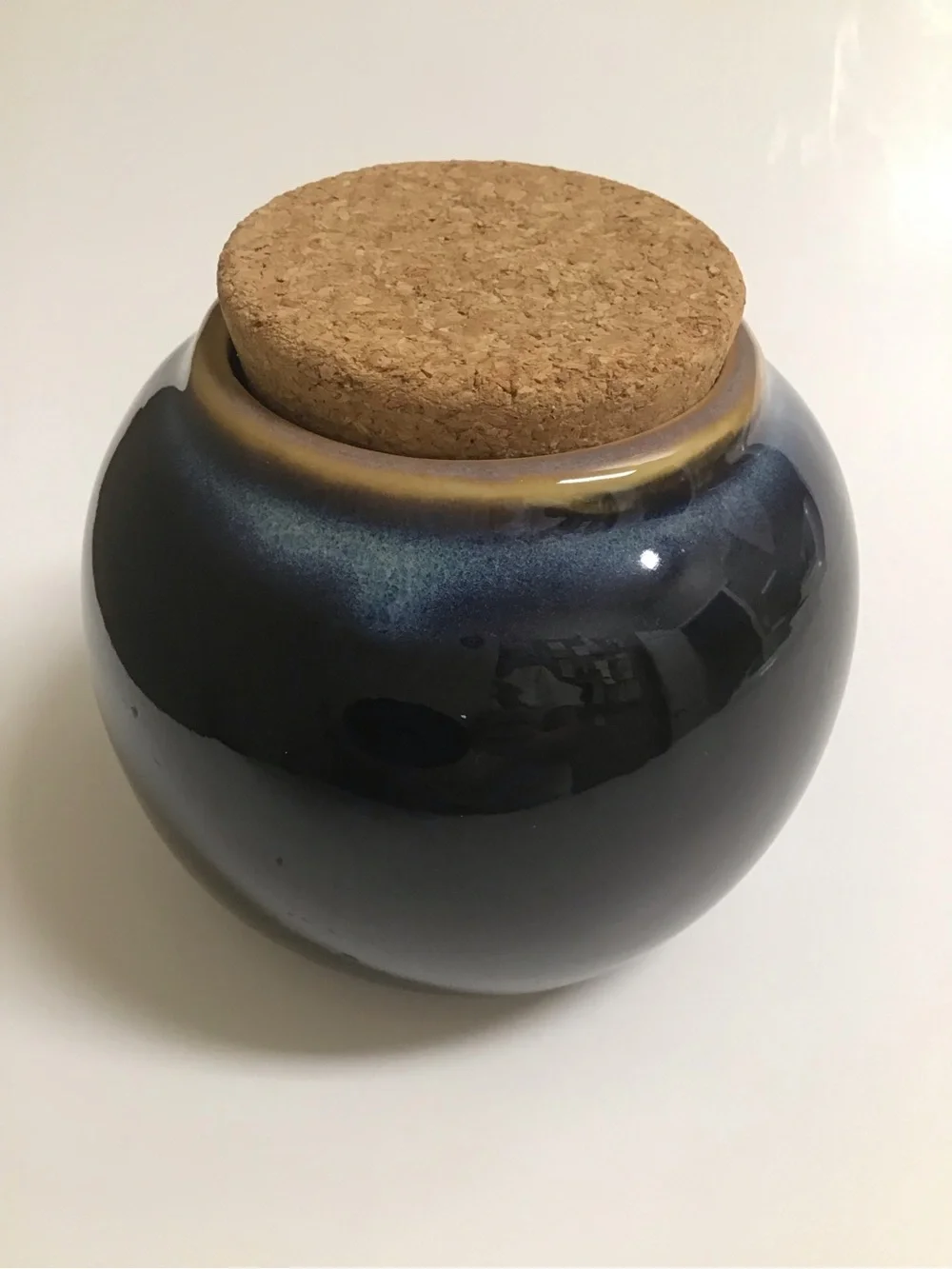 Tumbleweed Pottery Harley Fund Cobalt Blue Glaze Stoneware Jar Cork Top NC USA